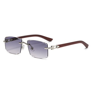Occhiali da sole quadrati rettangolari in stile classico stile personalità senza cornice in metallo dorato alla moda occhiali da uomo senza montatura - Product Image 1