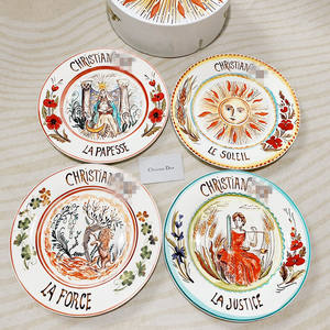 Nouvelles Assiettes de Dîner en Céramique Tarot Moon, Ensemble de 4 Assiettes avec Boîte Cadeau - Product Image 1
