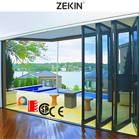 Porte d'entrée pliante insonorisée en aluminium à isolation thermique personnalisée et résistante aux ouragans Double porte pliante Portes pliantes à vendre