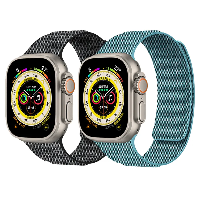 Nuovi cinturini in Nylon su tela per iwatch series 9 8 7 6 cinturino in Nylon intrecciato magnetico per cinturino ultra 2 49mm 42mm 38mm Nylon Apple Watch