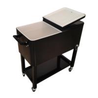 Chariot isotherme classique 73L en métal avec roues pour le barbecue – Boîte de refroidissement pour boissons