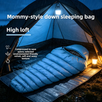 Sac de couchage confortable de type momie en nylon blanc 90% pour adultes, camping en plein air, portable, chaud, hiver, ultraléger, par temps froid
