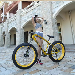 Vélo de montagne tout-terrain Conqueror Dazzling Gold à pneus larges, 7-27 vitesses, suspension avant, freins à disque doubles, roues en aluminium, complet - Product Image 1