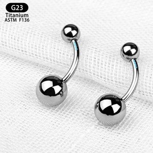 F136 <b>Titanium</b> Navel <b>Ring</b> 14G 1.6mm Curved Barbell 8mm 5mm Ball Unisex Body Jewelry - Product Image 3