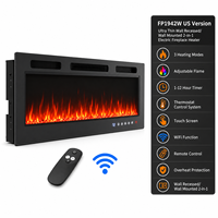 Cheminée électrique intelligente Tuya WiFi ultra-mince de 42 pouces, 1500W, à montage mural intégré, pour intérieur moderne, fabriquée en Thaïlande