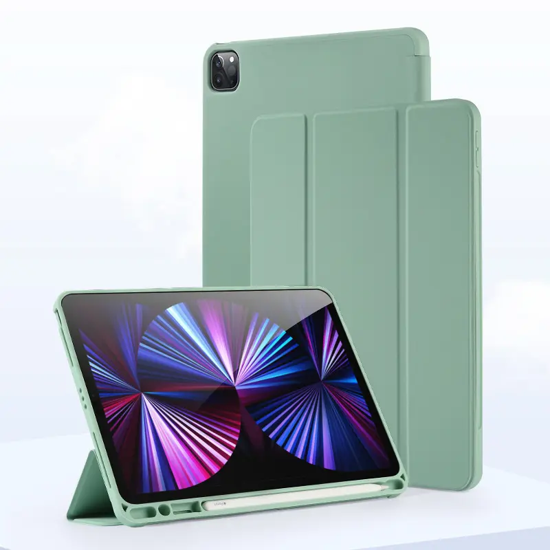 Casing Tablet kulit PU lembut untuk iPad, casing cerdas, casing kulit PU lembut, standar tiga lipat, untuk iPad Pro 11 inci 12.9 inci, Pelindung untuk iPad Mini 6 5 4 3