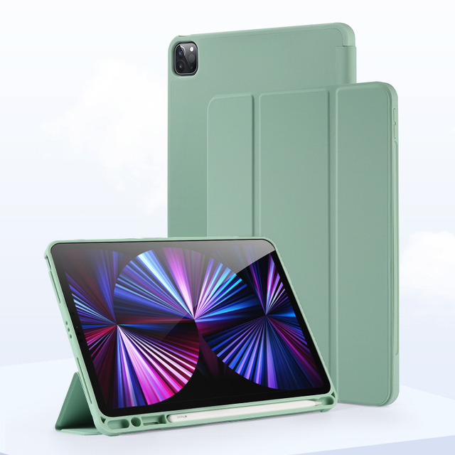 For iPad Pro 11 Inch 12.9inch Trifold Stand Soft Leather PU Tablet Case with Pencil Holder Smart Cover for iPad Mini 6 5 4 3