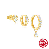 Dainty anting-anting bunga mata kuda oktagonal geometris perak murni 925 Set Eropa dan Amerika penjualan laris perhiasan Fashion