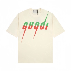T-shirt basique à manches courtes pour homme, en coton 100 %, style vintage classique, imprimé, décontracté, respirant, coupe ample, de la marque Gu cci, luxe et mode. - Product Image 2