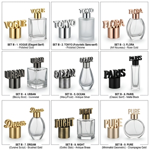 Bouchon de parfum professionnel en alliage de zinc, avec nom 3D, en Zamac, pour bouteilles de vin, finition or poli et argent antique - Product Image 3