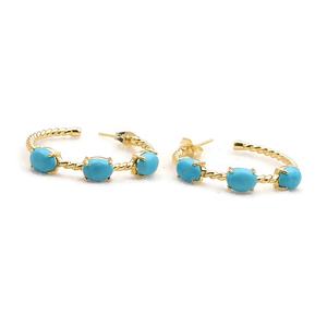 Hermosos pendientes colgantes de turquesa, joyería, juego de piedras preciosas azules, Juego de puntas chapadas en oro, pendiente de estilo Aro, alambre envuelto para joyería - Product Image 1