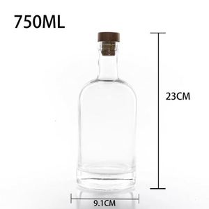 Bouteille en verre transparente élégante <span class=keywords><strong>de</strong></span> 750 ml pour spiritueux, vodka, gin, <span class=keywords><strong>rhum</strong></span>, whisky et autres boissons alcoolisées - Product Image 3