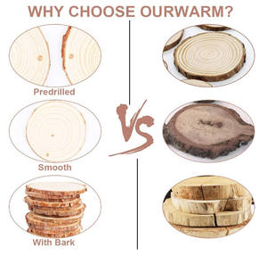 Penjualan terlaris 50 buah ornamen lingkaran kayu polos bulat ornamen kayu alami kosong ornamen kayu untuk Natal - Product Image 4