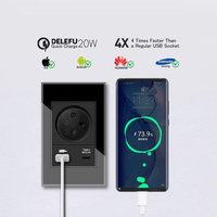 BAOBEN Prise murale de charge rapide USB Type C en verre trempé noir, norme israélienne, interrupteur d'éclairage, télévision par satellite, Tel CAT5 CAT6