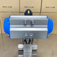 Vanne à boisseau sphérique pneumatique haute pression 413 bars en acier inoxydable, corps forgé 2 voies, 1/2 pouce, pour conduite de gaz GNC/GPL, Nai Lok 3000 psi