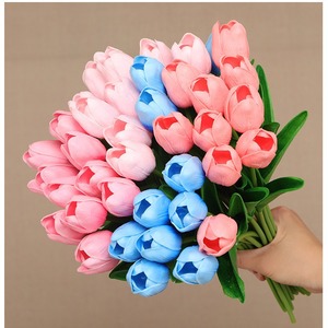 Tulipanes artificiales Flores Látex Tulipán Tallos Real Touch Faux Orange Flower - Product Image 6