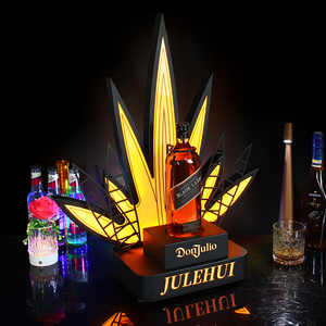Chất lượng cao biểu tượng tùy chỉnh sang trọng Tequila Vàng chai thuyết trình LED ánh sáng chất liệu Acrylic <span class=keywords><strong>glorifier</strong></span> Champagne chai thuyết trình - Product Image 4