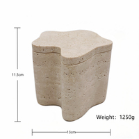 Pot de rangement en travertin naturel en forme d'étoile avec couvercle, conteneur en pierre fini à la main, conçu pour les bijoux, les bibelots et la décoration