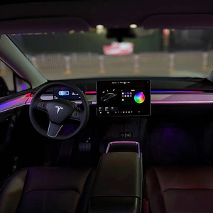 Control de pantalla tira de luz de coche LED atmósfera luz coche LED ambiente <span class=keywords><strong>interior</strong></span> sistema de iluminación para Tesla modelo Y 2024 - Product Image 3