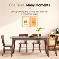 Ensemble table à manger rectangulaire en bois massif et chaises Windsor, mobilier rétro pour salle à manger domestique, table à dîner pratique et simple