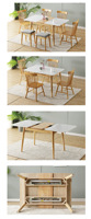 Foheel — table à manger blanche rectangulaire pliable, meuble avec gain de place, table de cuisine blanche