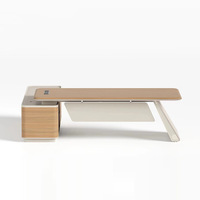 Escritorio Ejecutivo Modular Ergonómico Moderno, Estación de Trabajo Rectangular Convertible, Mesa de Oficina con Chapa de Madera, Panel Lateral con Almacenamiento, Sistema de Alimentación de Agua