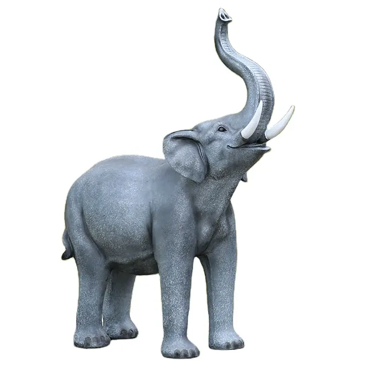 Стекловолоконный уличный декор, яркая скульптура слона, Высококачественная статуя слона из смолы для украшения сада