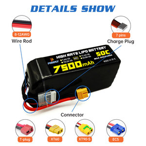 Batteria al Litio PONFLY 7500mAh 22.8V 50C 6S per Droni FPV, Aerei RC, Elicotteri UAV con Connettore XT60 171Wh - Product Image 3