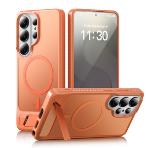 Étui <span class=keywords><strong>de</strong></span> téléphone magnétique avec support intégré, coque <span class=keywords><strong>de</strong></span> protection durable au toucher doux pour Samsung Galaxy S23 S24 S25 S26 Plus Ultra - Product Image 1