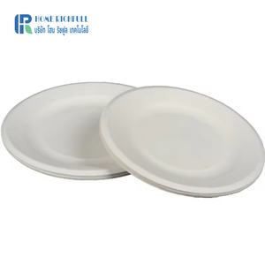 Plato Redondo Ecológico, Compostable, Biodegradable, de Pulpa de Bagazo de Caña de Azúcar de Grado Alimenticio, Reciclable, para Llevar, Contenedor de Alimentos para Refrigerios - Product Image 3