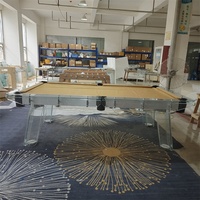 Table de billard moderne avec pieds en verre trempé, plateau en ardoise, trous de récupération, couleur de feutre personnalisable, pour salle de jeux intérieure de luxe
