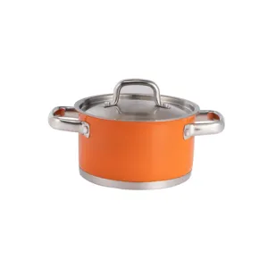 Customizable Stainless Steel Kitchenware Set Double Handle Cooking Pot And Saucepan