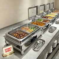 XITIBET Chauffe-Plats Électrique Commercial en Acier Inoxydable 9L pour Hôtels et Restaurants, Réchaud de Buffet et Plat de Présentation, Équipement de Cuisson