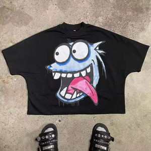 Boxy recadrée t-shirts 100% coton Y2K imprimé graphique t-shirts Streetwear haute qualité luxe hommes T-Shirts - Product Image 5