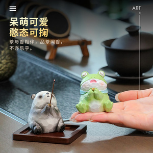 Brûleur d'encens en résine en forme d'animal de dessin animé, figurine décorative de bureau, cadeau d'aromathérapie - Product Image 2