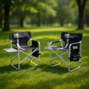 Silla Plegable Ligera Db de Aluminio y Tela Oxford con Mesa Lateral y Bolsillos de Almacenamiento para Uso en Jardín Exterior - Product Image 2