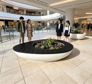 Mobiliario de Paisajismo de Fibra de Vidrio con Jardinera, Banco Público Único y Personalizado con Jardinera Integrada - Product Image 3