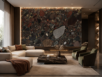 Dalle de marbre poli Rainbow Stone pour panneau mural TV, plan de toilette de salle de bain, comptoir de bar, contour de cheminée, plateau de table, rehausseur d'escalier