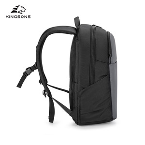 Kingsons Men's Business Laptop <b>Backpack</b> Black And Gray Water Resistant For Travel And <b>College</b> Use - Product Image 2