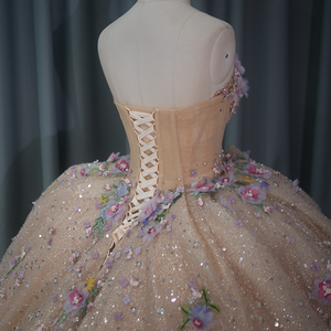 Jancember 1239 Exclusivo Strapless Pearls 3D Flower Quinceanera Vestidos de fiesta - Product Image 6