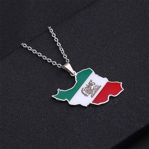 Collar de Moda con Mapa de Irán, Collar con Mapa del País, Esmalte al Óleo, Acero Inoxidable, Colgante de Mapa Personalizado - Product Image 2
