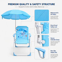 Chaise de plage pliable pour enfants, siège de camping portable d'extérieur avec auvent pare-soleil, chaise en tissu à motif de dessin animé pour la plage, le parc et les voyages