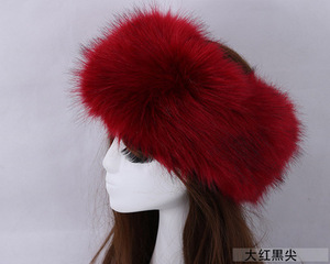 De cuero de mujer de piel de zorro pelo bandana y vacía sombrero de la sra. Chao círculo negro de peluche accesorios para - Product Image 5