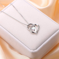 Bijoux de Saint Valentin en argent sterling 925 gravé lettre créé collier coeur opale pour les femmes