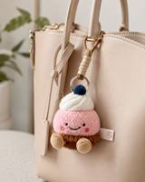 Gantungan Kunci Cupcake Bahan Plush PP Cotton Super Lembut 10cm, Aksesoris Tas Mini Lucu, Boneka Penghibur, Liontin Hadiah untuk Anak
