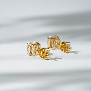 Premade 10K oro sólido clásico cesta ajuste 4 puntas 1ct D VS1 corte redondo IGI certificado laboratorio diamante pendientes Stud - Product Image 4