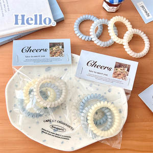 Cheers Frosted Sea Salt Blue Telephone Cord Hair <b>Ties</b> Set Of 4 Elastic <b>Women</b> Casual Solid Color Hair Accessories - Product Image 5