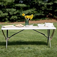 Table pliante en plastique HDPE portable rectangulaire extérieure blanche de 6FT pour les fêtes de camping d'hôtel Banquets cours parcs