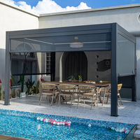 Pergola extérieure à lames orientables, pavillon électrique pour patio, alliage d'aluminium, auvent pare-soleil pour cours, jardins, terrasses et toits