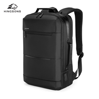 Sac à dos imperméable pour ordinateur portable Kingsons avec passepoil sac à dos noir pour ordinateur portable pour bureau sac à dos d'affaires pour hommes faire la navette